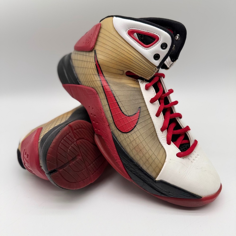 Nike Mens 9 Hyperdunk 2008 Basketball Shoes White Red Gold 324820-167